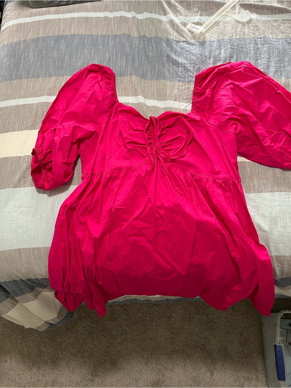 Eloquii Hot Pink Puff Sleeve Dress